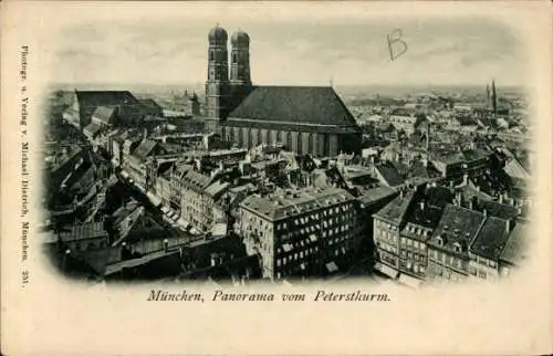 Ak München, Blick vom Petersturm, Frauenkirche