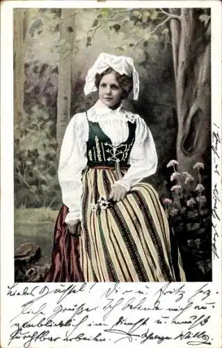 Ak Frau in schwedischer Tracht, Portrait