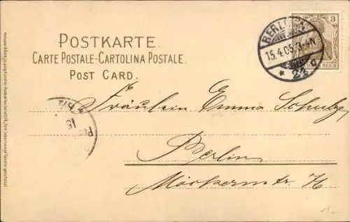 Litho Gänse, Teich, Bauern, Häuser