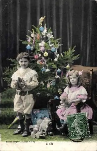 Ak Glückwunsch Weihnachten, Kinder, Tannenbaum