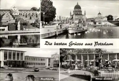 Ak Potsdam, Schloss Sanssouci, Hauptbahnhof, Mitropa-Gaststätte