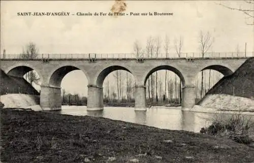 Ak Saint Jean d'Angély Charente Maritime, Chemin de Fer de l'Etat, Pont sur la Boutonne