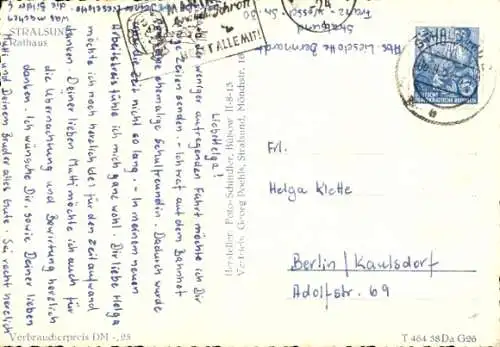 Ak Stralsund in Vorpommern, Rathaus