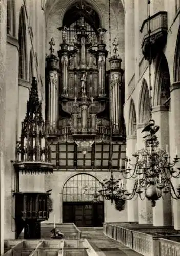 Ak Stralsund in Vorpommern, Marienkirche, Innenansicht, Stellwagen-Orgel