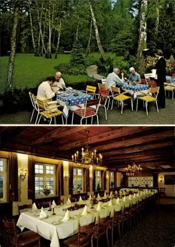 Ak Telgte in Westfalen, Heidehotel Waldhütte, Speisesaal, Terrasse mit Gästen