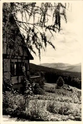 Ak Poppenhausen an der Wasserkuppe Rhön, Hüsi im Rabennest, Ausblick Berge