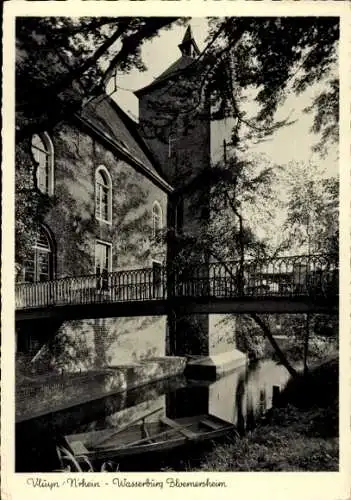 Ak Neukirchen Vluyn am Niederrhein, Schloss Bloemersheim, Wasserburg, Brücke