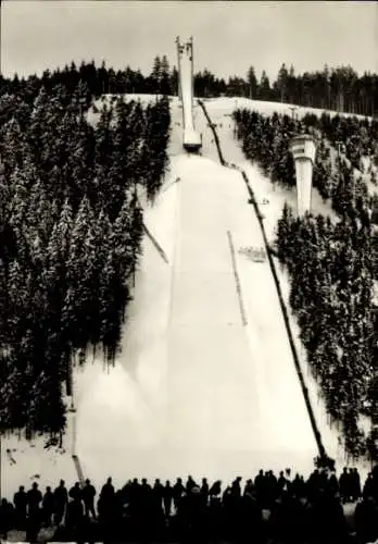 Ak Oberhof im Thüringer Wald, Schanze am Rennsteig, Winter