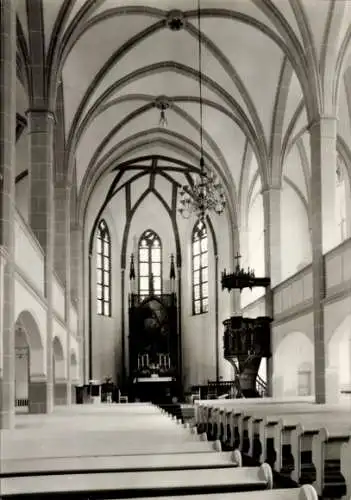 Ak Oberwiesenthal im Erzgebirge, Martin Luther Kirche, Blick zum Altar