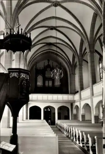 Ak Oberwiesenthal im Erzgebirge, Martin Luther Kirche, Blick zur Orgel