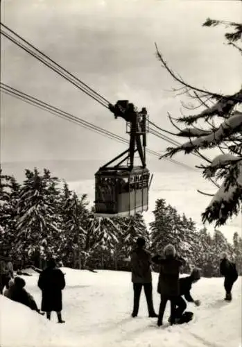 Ak Oberwiesenthal im Erzgebirge, Drahtseilbahn, Winter