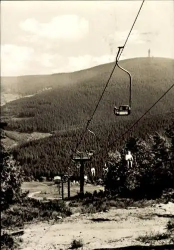 Ak Oberwiesenthal im Erzgebirge, Großer Sessellift, Turm