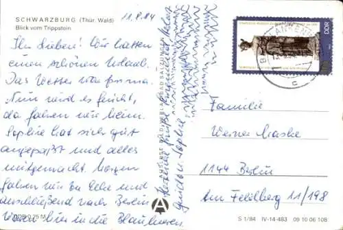 Ak Schwarzburg in Thüringen, Gesamtansicht, Blick vom Trippstein