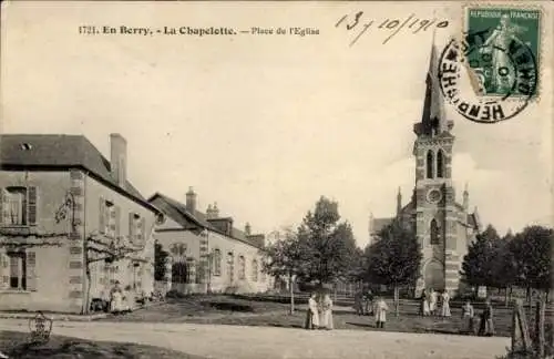 Ak La Chapelotte Cher, Place de l'Eglise