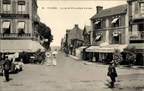 Ak Villers sur Mer Calvados, Rue de Dives, Restaurant