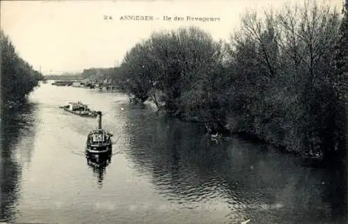 Ak Asnières sur Seine Hauts-de-Seine, Ile des Ravageurs