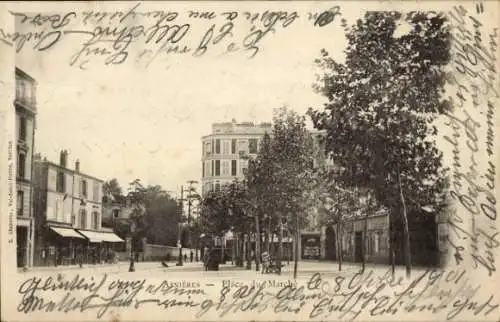 Ak Asnières sur Seine Hauts-de-Seine, Marktplatz