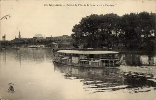 Ak Asnières sur Seine Hauts-de-Seine, Pointe de l'Ile de la Jatte, Le Touriste