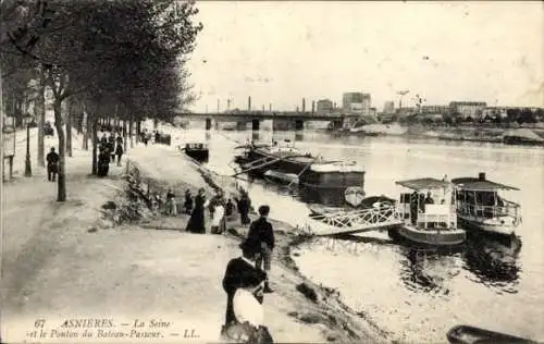 Ak Asnières sur Seine Hauts-de-Seine, Seine, Ponton du Bateau Passeur