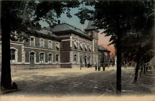 Ak Haguenau Hagenau im Elsass Bas Rhin, Bahnhof