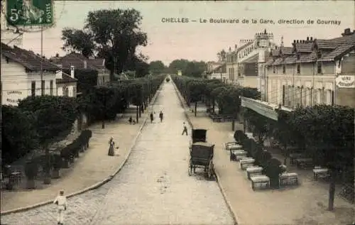 Ak Chelles Seine et Marne, Boulevard de la Gare, direction de Gournay