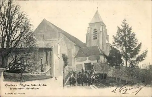 Ak Chelles Seine et Marne, L'Eglise Saint-Andre, Monument historique