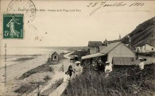 Ak Vierville sur Mer Calvados, Chalets de la Plage, cote Est