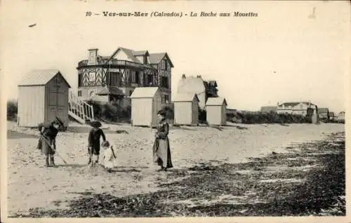 Ak Ver sur Mer Calvados, la Roche aux Mouettes