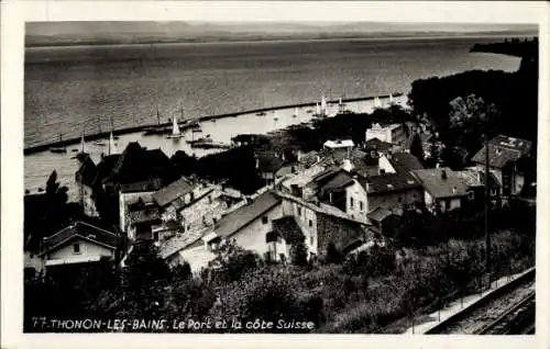 Ak Thonon les Bains Haute Savoie, Hafen, la cote Suisse