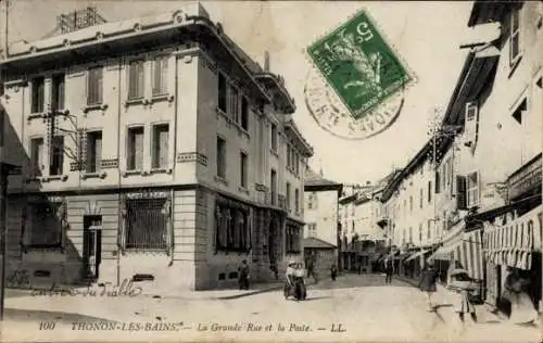 Ak Thonon les Bains Haute Savoie, Grande Rue, Poste