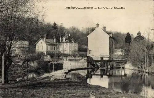 Ak Crécy en Brie Crécy la Chapelle Seine et Marne, alte Mühle