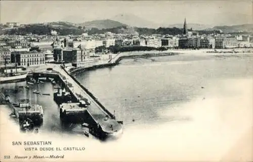 Ak Donostia San Sebastián Baskenland, Blick vom Schloss