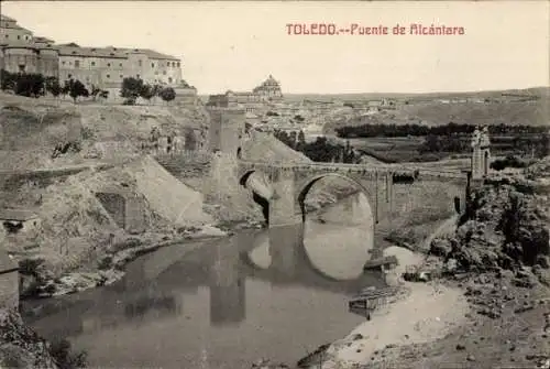 Ak Toledo Castilla La Mancha Spanien, Puente de Alcántara