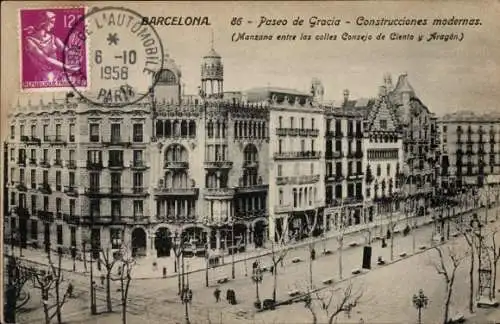 Ak Barcelona Katalonien Spanien, Paseo de Gracia