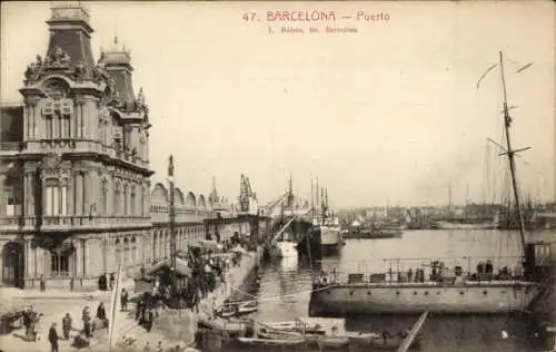 Ak Barcelona Katalonien Spanien, Hafen