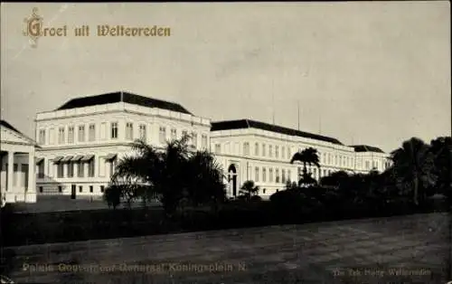 Ak Weltevreden Batavia Jakarta Indonesien, Palastgouverneur General Koningsplein