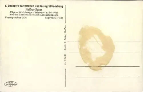 Ak Spaar Meißen in Sachsen, Umlaufs Weinstuben, Weingroßhandlung, Fässer