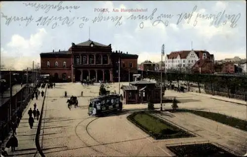 Ak Poznań Posen, Hauptbahnhof