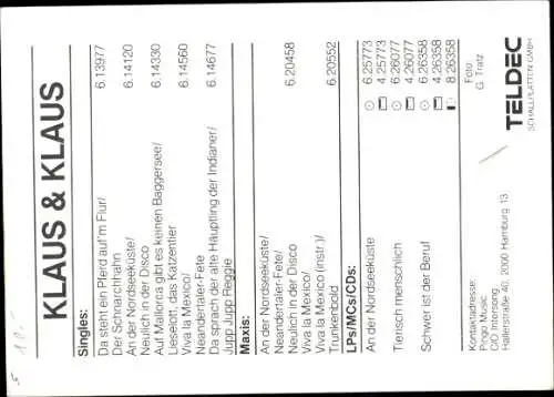 Ak Sänger Klaus und Klaus, Portrait, Autogramm