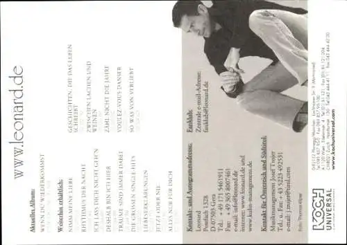 Ak Sänger Leonard, Portrait, Autogramm