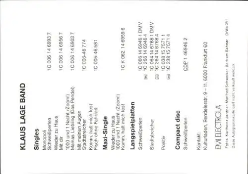 Ak Klaus Lage Band, Portrait, Autogramm