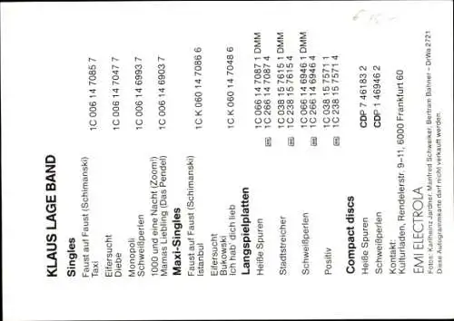 Ak Klaus Lage Band, Portrait, Autogramm