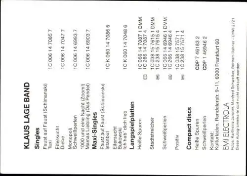 Ak Klaus Lage Band, Portrait, Autogramm