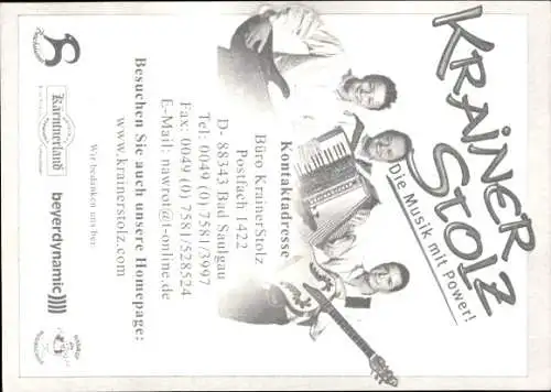 Ak Musikgruppe Krainer Stolz, Portrait, Autogramm