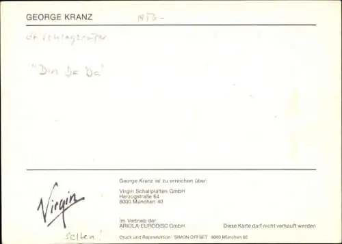 Ak Sänger George Kranz, Portrait, Autogramm