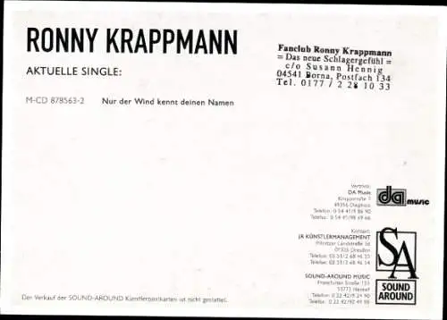 Ak Sänger Ronny Krappmann, Portrait, Autogramm