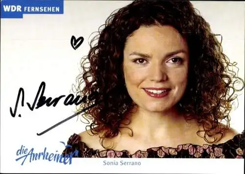 Ak Schauspielerin Sonia Serrano, Portrait, Autogramm, WDR, Serie Die Anrheiner, als Stella Adamski