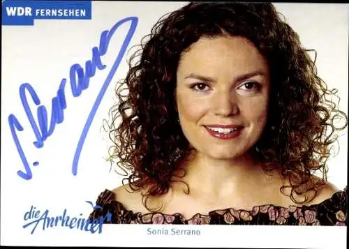 Ak Schauspielerin Sonia Serrano, Portrait, Autogramm, WDR, Serie Die Anrheiner, als Stella Adamski