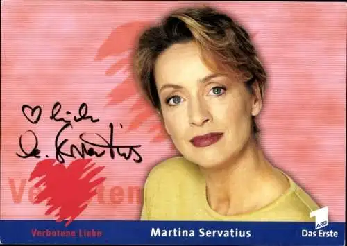 Ak Schauspielerin  Martina Servatius, Portrait, Autogramm, TV Serie Verbotene Liebe