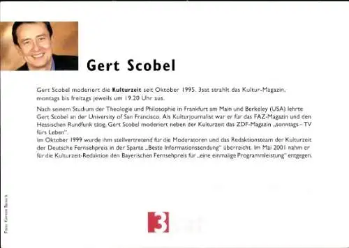 Ak Schauspieler Gert Scobel, Portrait, Autogramm, Kulturzeit